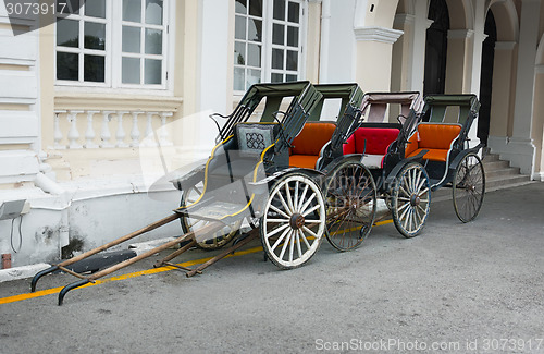 Image of Classic, Hand Operated Rickshaws in Georgetown, Penang, Malaysia