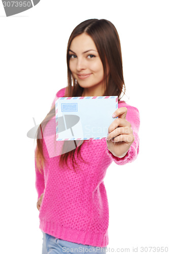 Image of Happy woman with envelope