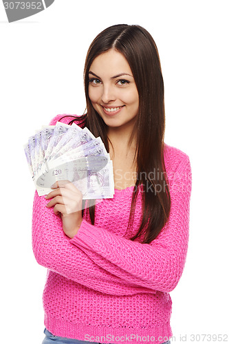 Image of Woman with British pounds