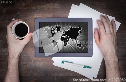 Image of World map on a tablet