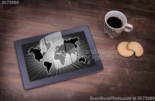 Image of World map on a tablet