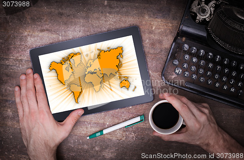 Image of World map on a tablet