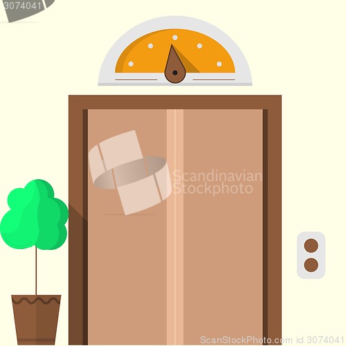 Image of Flat vector icon for hotel. Closed elevator