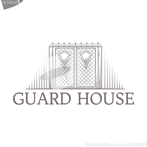 Image of Vector illustration of forged gates icon with text
