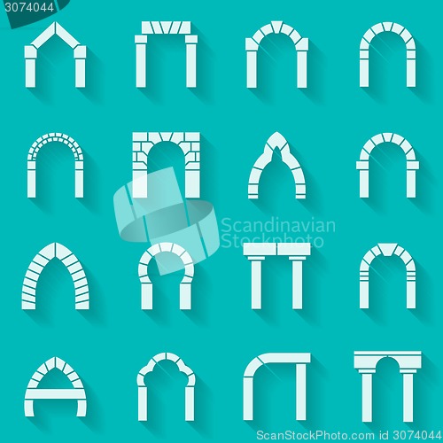 Image of Flat silhouette icons vector collection of arch