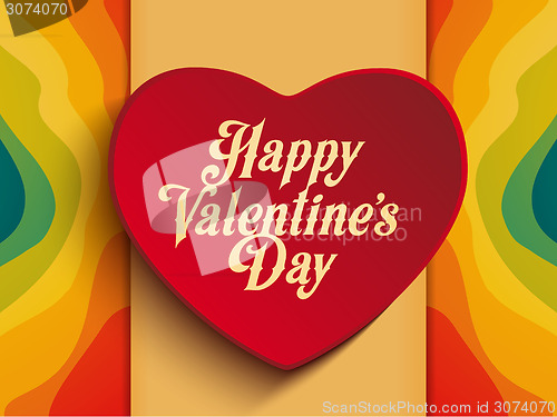 Image of Valentine Day Heart on Rainbow Background