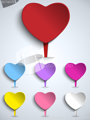 Image of Set of Valentine Day Colorful Heart Button