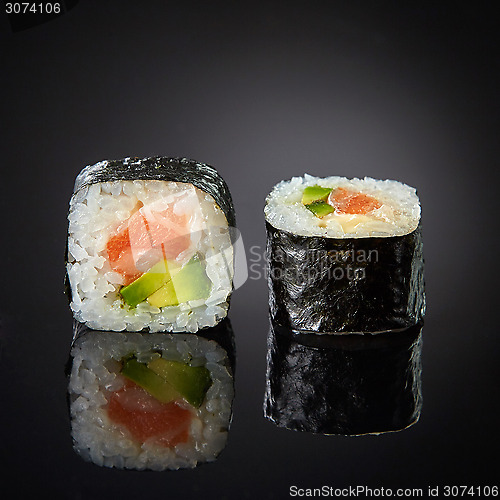 Image of Sushi with salmon and avocado