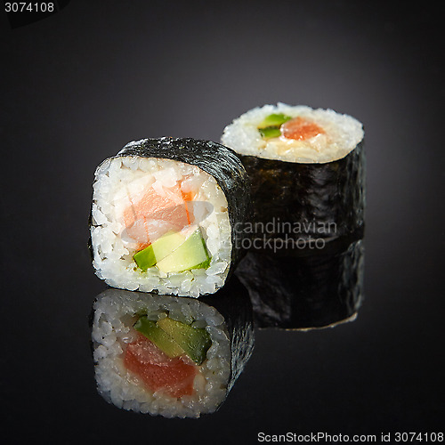 Image of Sushi with salmon and avocado