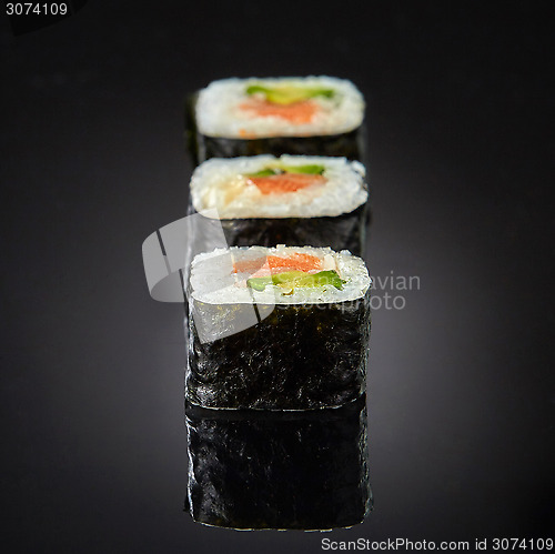 Image of Sushi with salmon and avocado