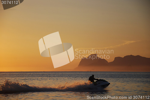 Image of Jet-ski on sunset on Itaipu Beach