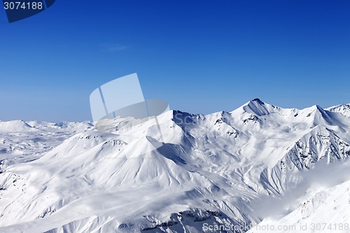 Image of Snow mountains and blue clear sky
