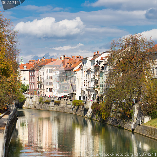 Image of Medieval houses in Ljubljana, Slovenia.