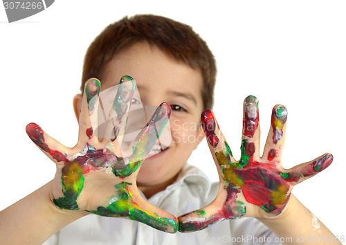 Image of Hands in paint