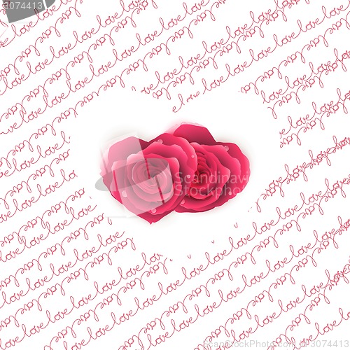 Image of Love note card - text pattern with hearts. EPS 10 