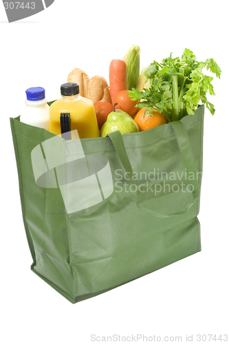 Image of Reusable shopping bag full of groceries

