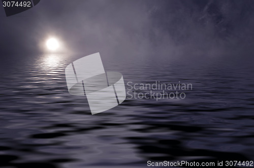 Image of Reflection of the moon in water at night