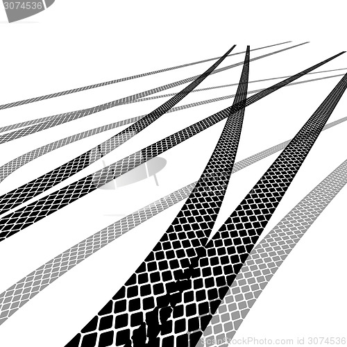 Image of Set of detailed tire prints, vector illustration