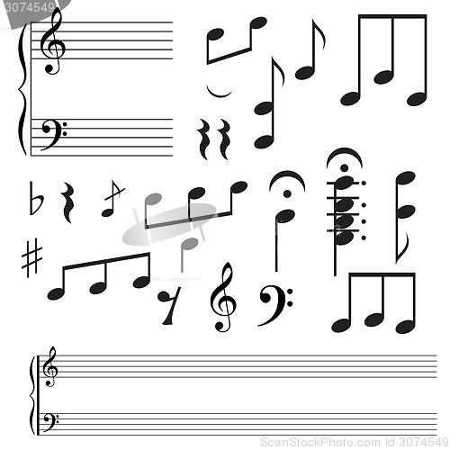 Image of Collection icons  music note. Vector illustration.