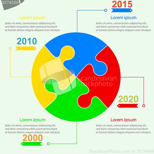 Image of Infographics report templates in the form of a ball of jigsaw pu