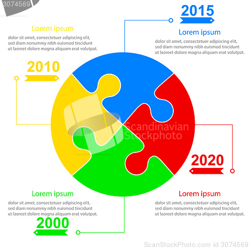 Image of Infographics report templates in sphere of jigsaw puzzle element