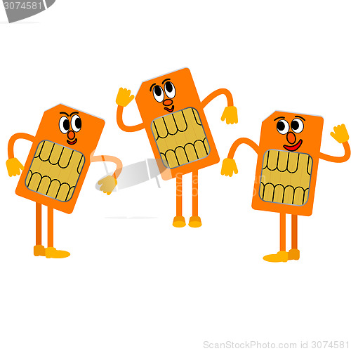 Image of Sim card in the form of little people. Vector illustration.
