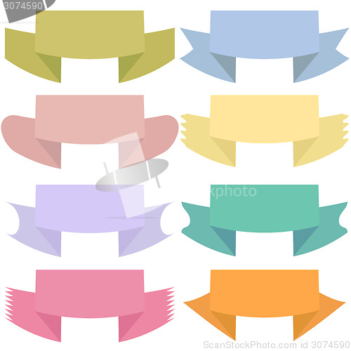 Image of Modern colored ribbons and banners for your text. Isolated on wh