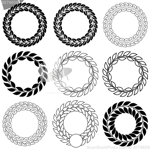 Image of Set   laurel wreath on the white background. Vector illustration