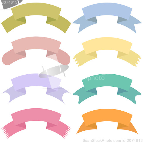 Image of Modern colored ribbons and banners for your text. Isolated on wh