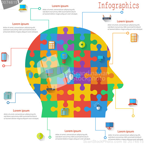 Image of Infographics report templates in the form of the head of the jig