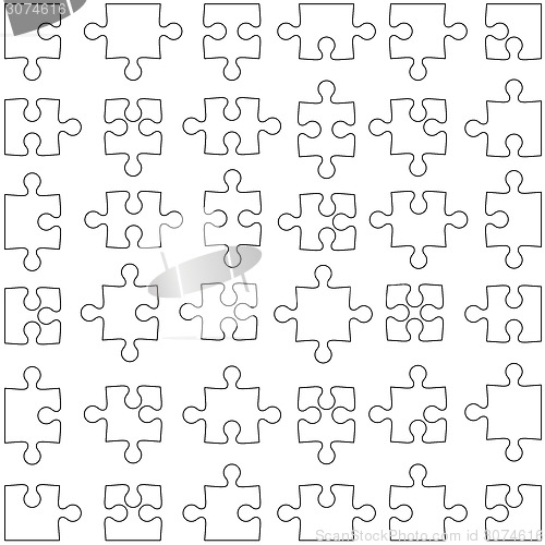 Image of Set of white jigsaw puzzles. Vector illustration.