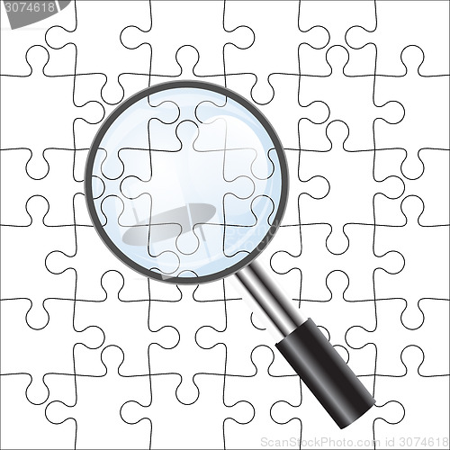 Image of Background Vector Illustration jigsaw puzzle. with a magnifying 