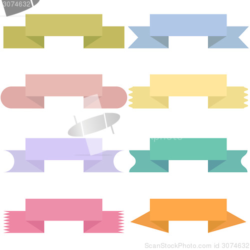 Image of Modern colored ribbons and banners for your text. Isolated on wh