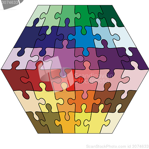 Image of Vector Illustration jigsaw puzzle cuboid.