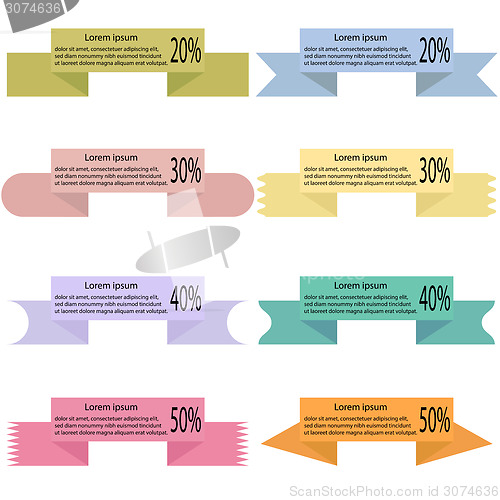 Image of Modern colored ribbons and banners for your text. Isolated on wh