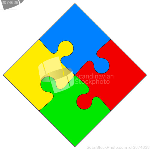 Image of Four colored puzzle together. Vector illustration.