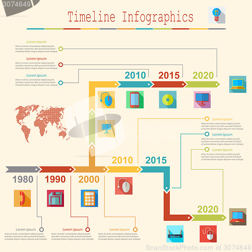 Image of Infographic report templates in flat business elements map. Vect