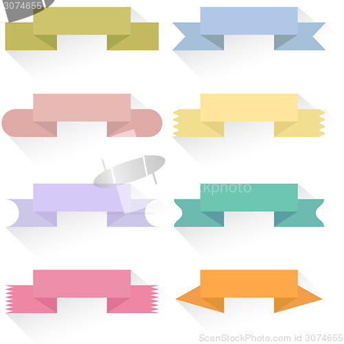 Image of Modern colored ribbons and banners for your text. Isolated on wh