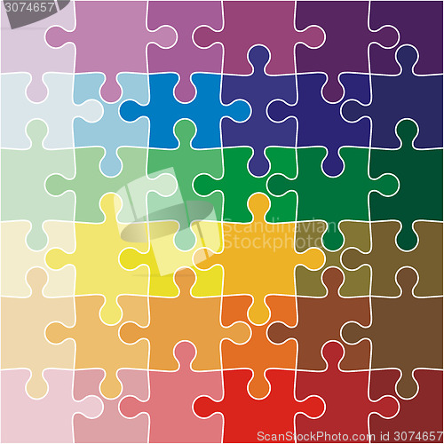 Image of Jigsaw puzzle color of the rainbow. Vector illustration.