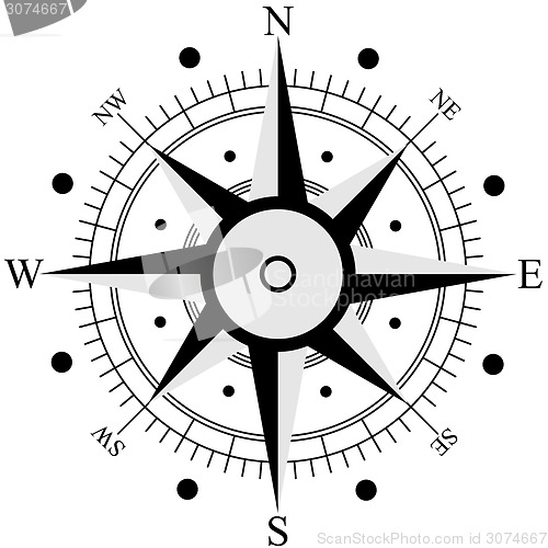 Image of Black wind rose isolated on white. Vector illustration.