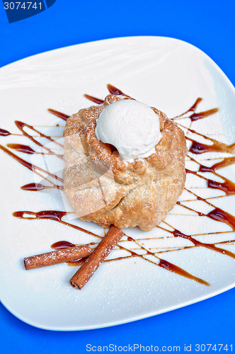 Image of apple strudel with ice cream