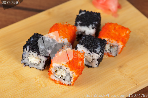 Image of tobico sushi rolls