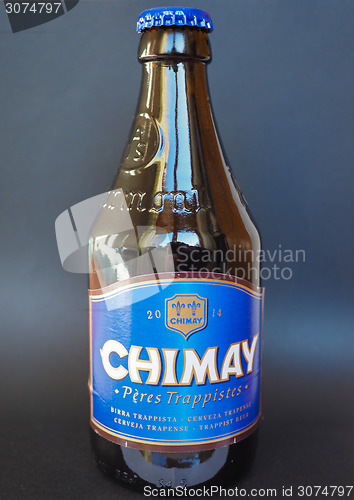 Image of Chimay blue beer bottle