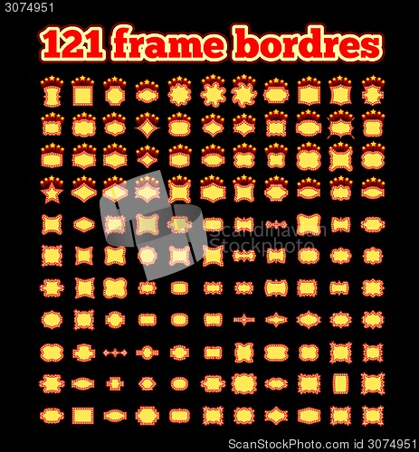 Image of Retro illuminated movie marquee vector set.