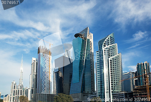 Image of high luxury white and blue building skyscraper