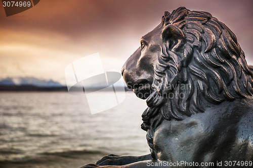 Image of Lion statue at lake Starnberg