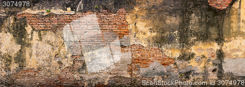 Image of Old, Crumbling, Brick Wall in Georgetown, Penang, Malaysia