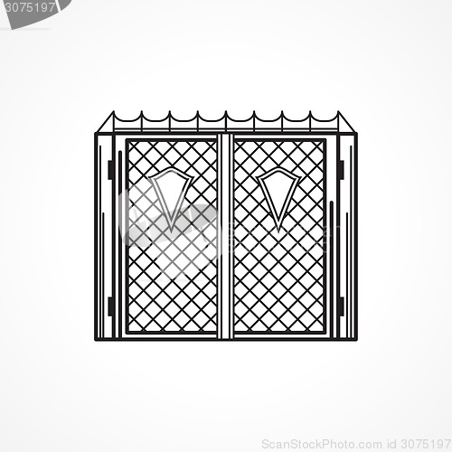 Image of Line vector icon for iron gates