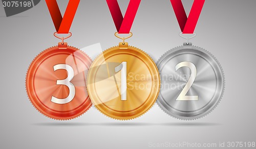 Image of Vector illustration of gold, silver and bronze medal