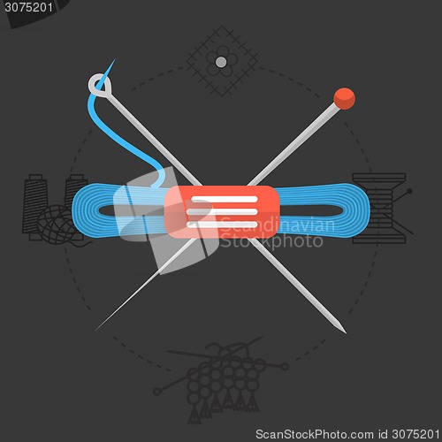 Image of Flat design vector illustration for handmade. Knitting